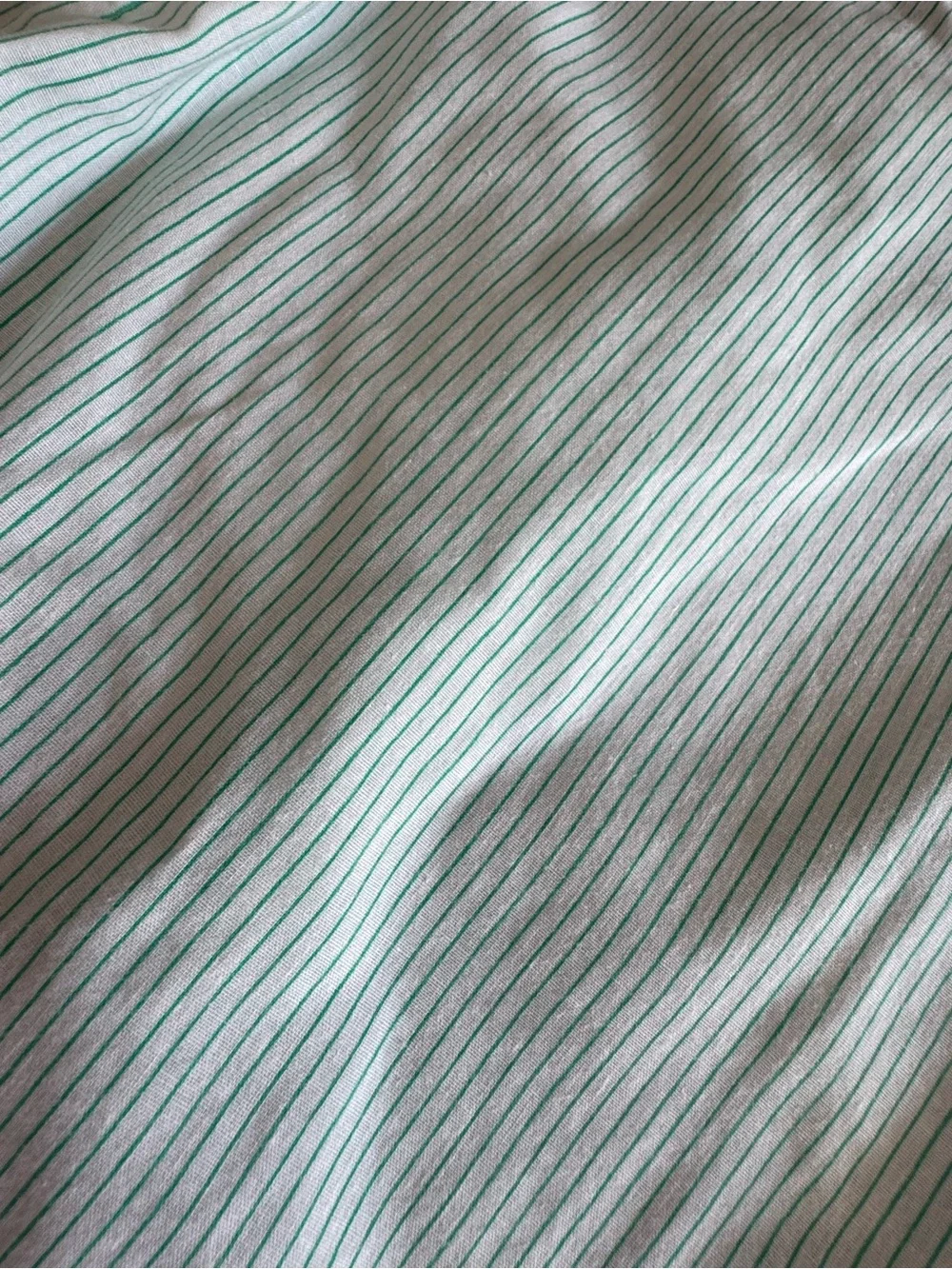 Vintage Good Lad Girls Green and White Striped Ruffle Blouse
